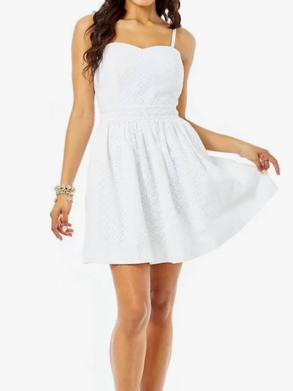 Lily Pulitzer Marta White Eyelet Sundress, Sweetheart Neckline - Dress size 00